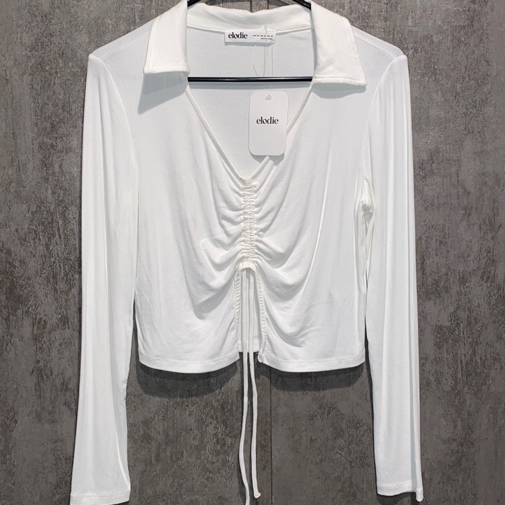 Elodie White cropped shirt Size XL NWT